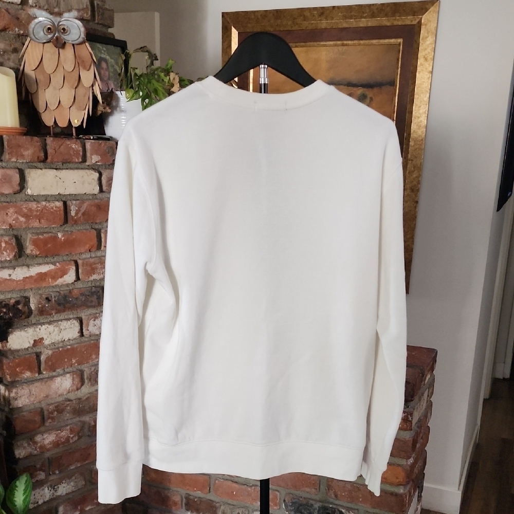 Polo Ralph Lauren White Graphic Crewneck Sweatshirt Blue Yellow Logo - Picture 4 of 8